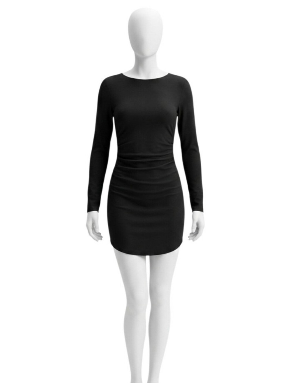 Express Cocktail Mini Sheath Dress Long Sleeve Boatneck Knit Pullover Bodycon